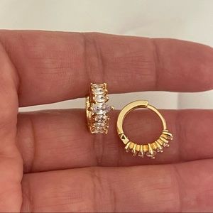 18k Gold Filled CZ Huggie Earrings